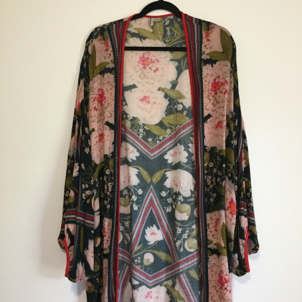 Anthropologie Bl-nk Floral Peony Kimono - Picture 3 of 5